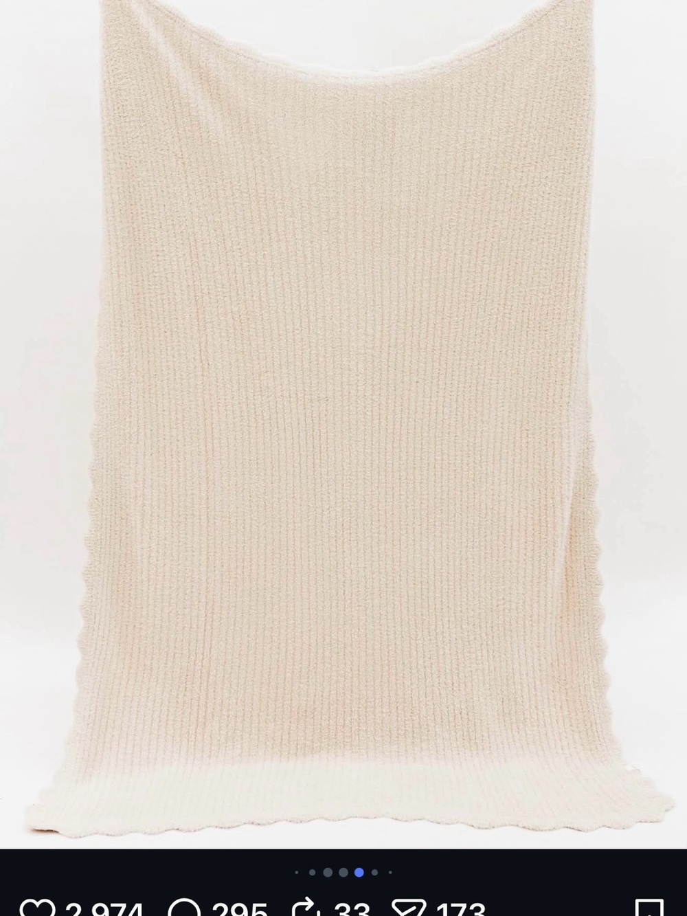 Staykation: Krista HortonCream Knit Throw Blanket w/ Scalloped edges (60x80)